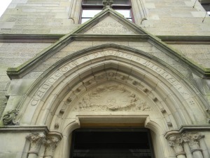 Above the door at the Carnegie Public Library